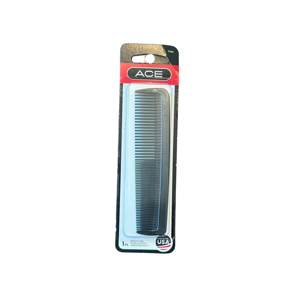 Vintage ACE Pocket Comb Black Hair Grooming Styling Travel‎ Comb New in Package